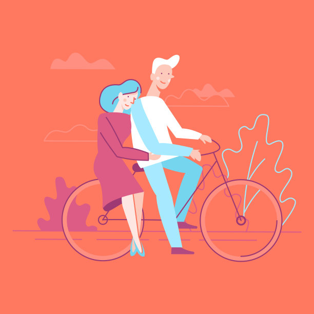 情侣骑自行车