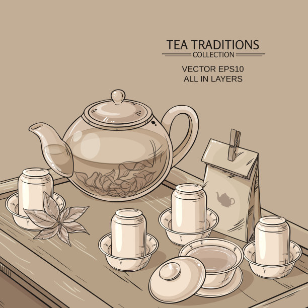 茶叶茶杯插画