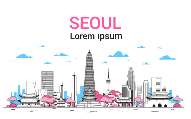 韩国插画韩国旅游海报