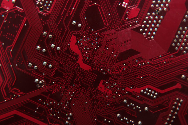 红色科技背景半导体芯片
