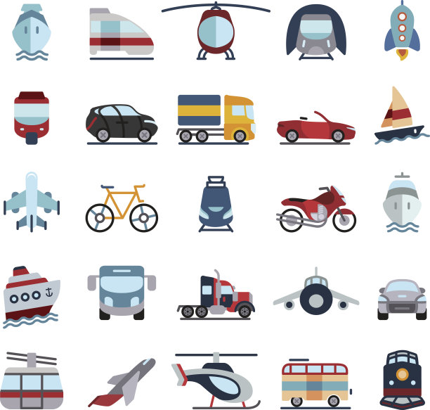 运输,计算机图标,交通方式,符号,船,客轮,汽车,自行车,出租车,面包车