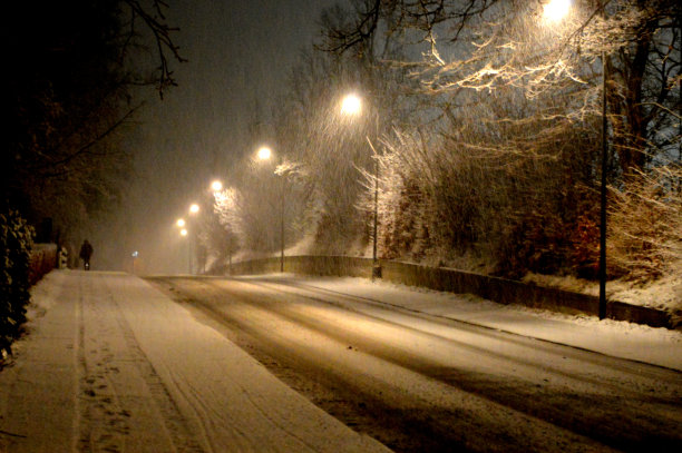 雪天路灯