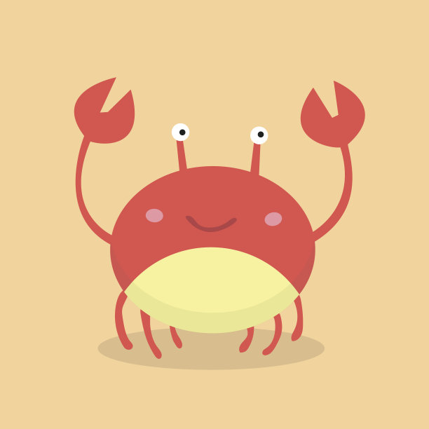 卡通风格的幼小的螃蟹