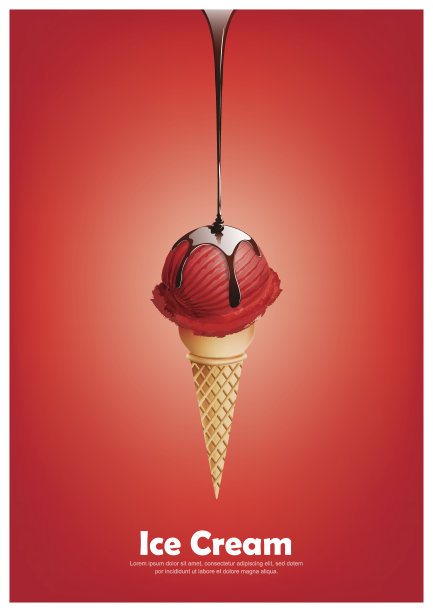 草莓冰淇淋海报