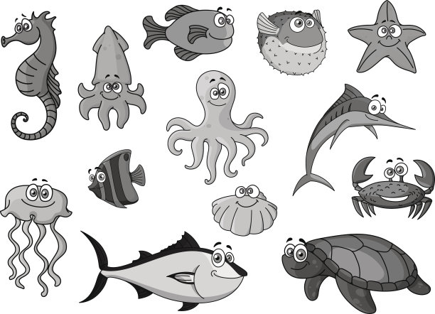 卡通海洋生物章鱼海底世界