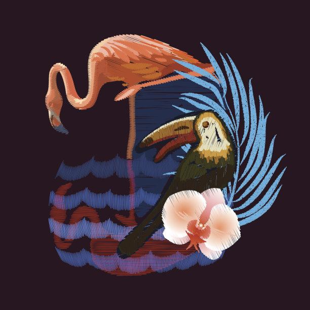 热带火烈鸟印花图案