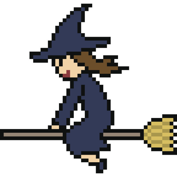 小巫女坐在扫帚上