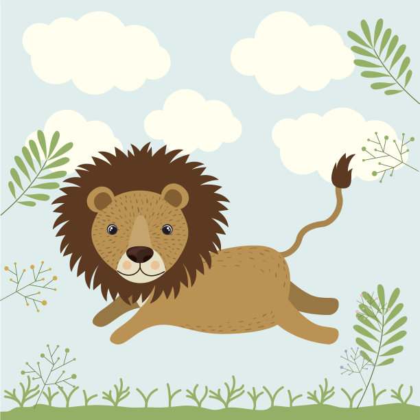 丛林狮子插画