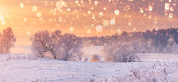 夕阳雪景