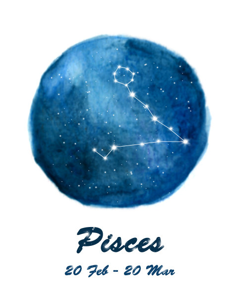 天空,夜晚,双鱼座,太空,圆形,背景,星座,蓝色,标志,星星