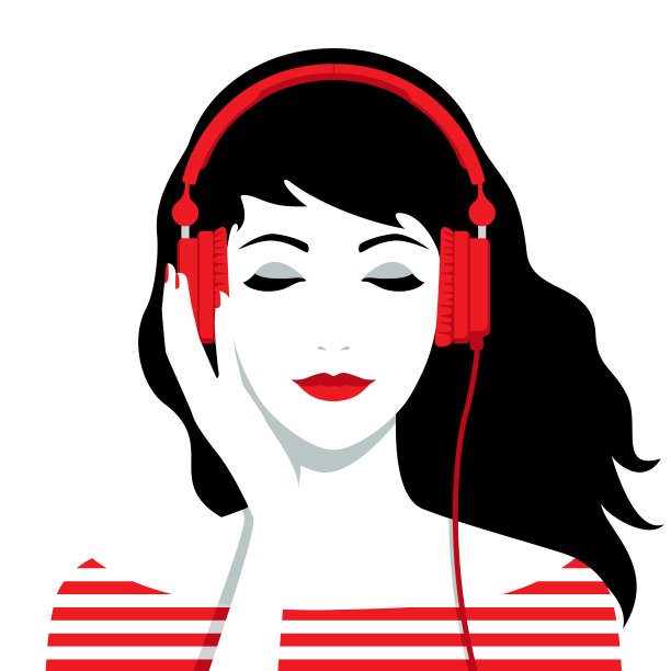 年轻女人听音乐