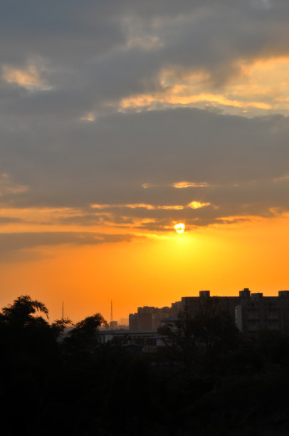 成都黄昏夕阳夜景