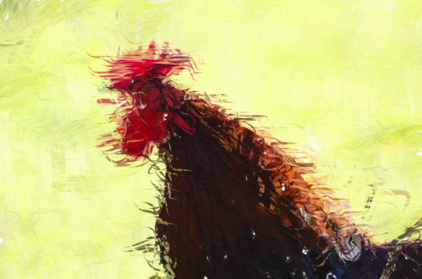 油画,鸡