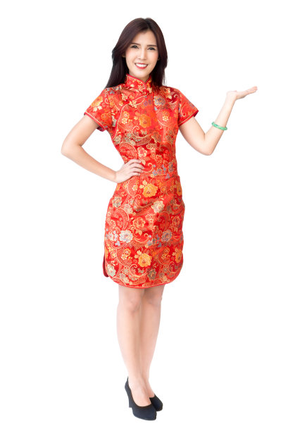 中式红色旗袍