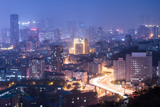 城市夜景 全景 俯瞰 大连