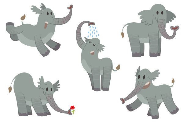 印度卡通大象插画