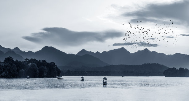 中式古典山水园林风景