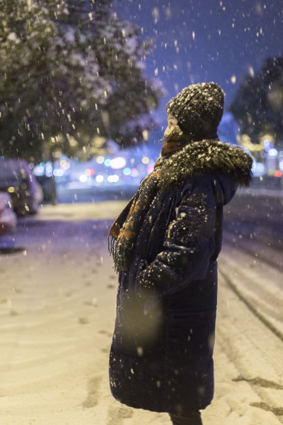 雪天路灯