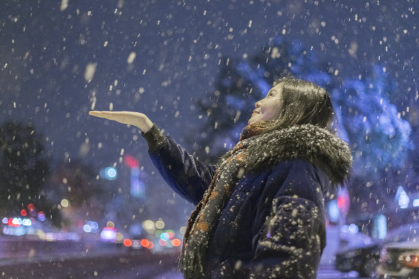 雪天路灯