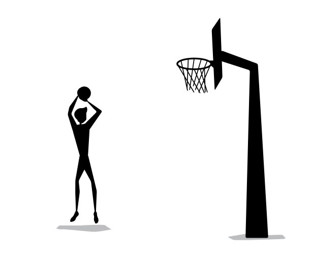 矢量男子扣篮篮球插画