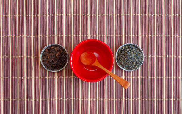 红色茶具国风传统背景素材