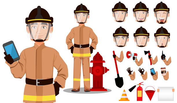 消防员消防栓卡通图