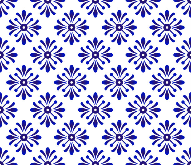 水彩底纹几何花卉四方连续图案
