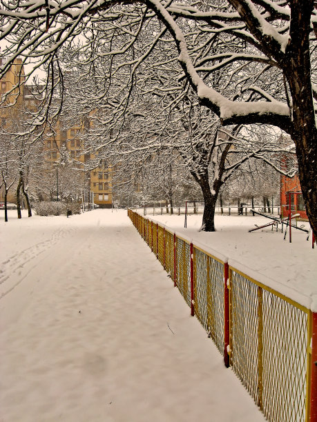 风雪中的路灯