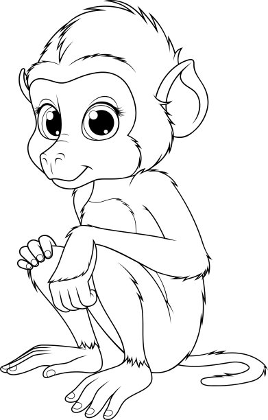 卡通风格的幼小的狒狒