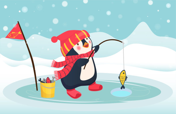 下雪钓鱼