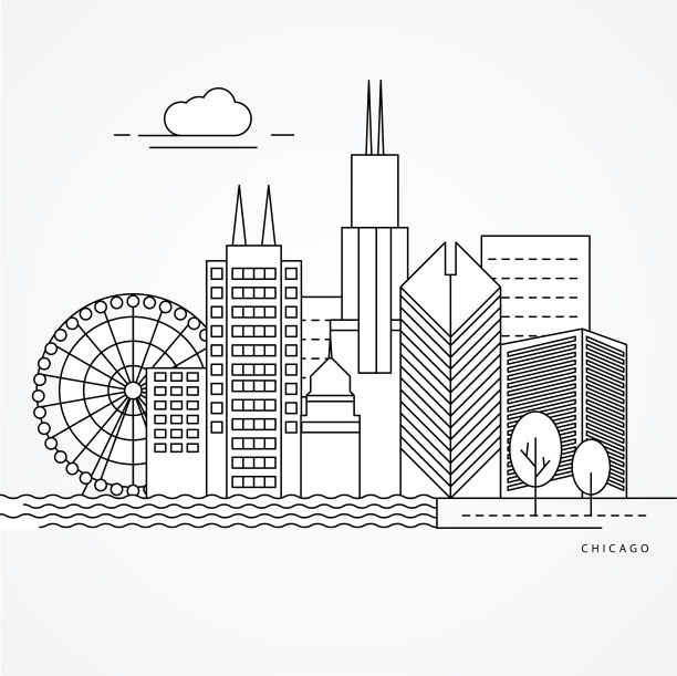 芝加哥天际线海报设计