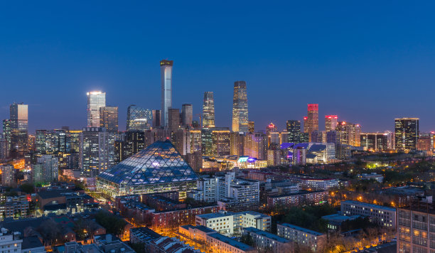 北京,夜景,全景,俯瞰