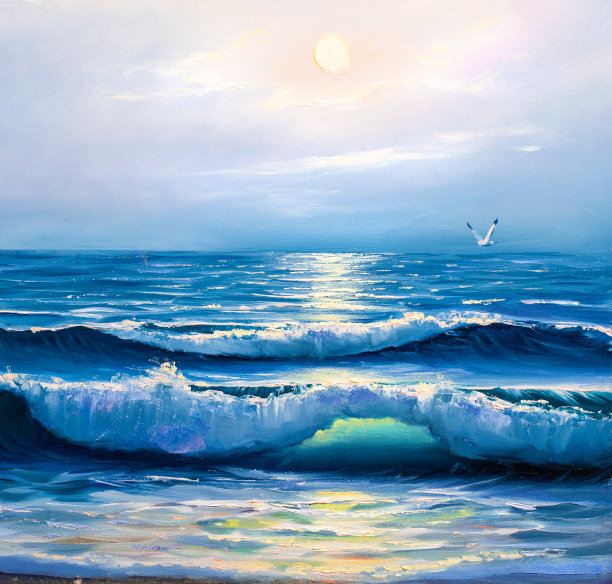 海浪抽象画