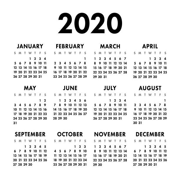 2020日历横版