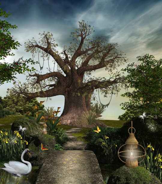 3d梦幻童话森林植物精灵