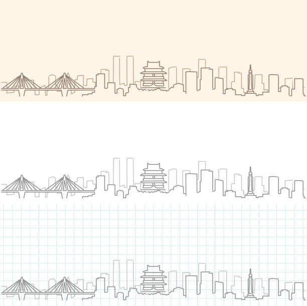 江西城市线描