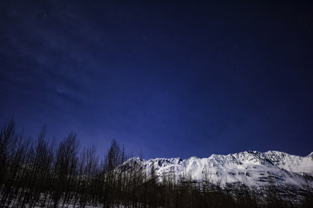 雪山星空风景山坡背景