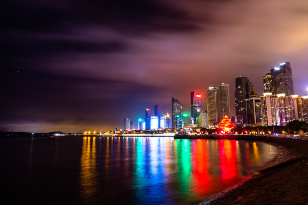 中国山东省青岛市夜景风光