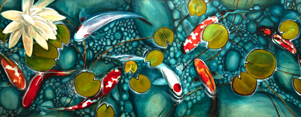 鱼抽象油画