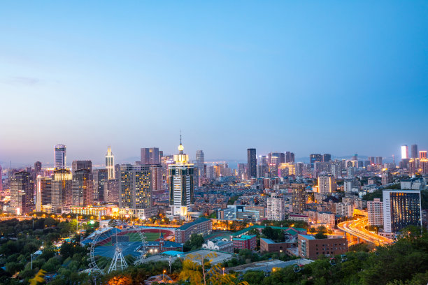 城市夜景,全景,俯瞰,大连