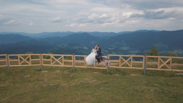 婚礼情侣航拍素材