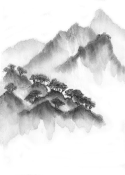 雾霾山水画