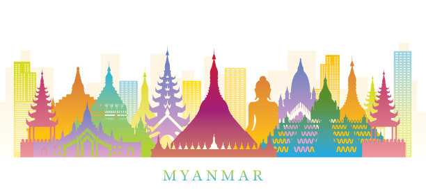 缅甸标志建筑缅甸插画