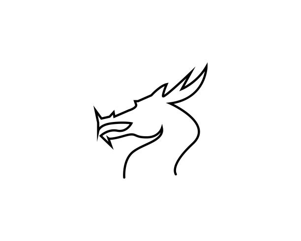 绘画插图,矢量,龙,线条,动物头,红色,远古的,美,背景,图像