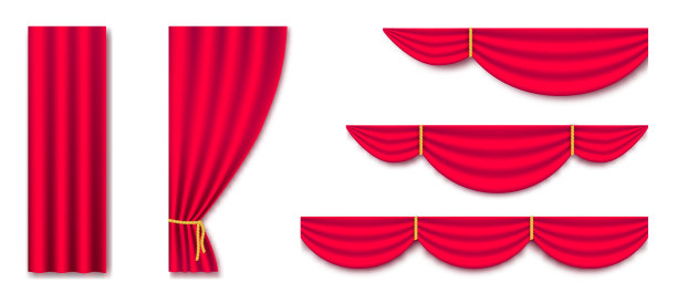 红色丝绸装饰元素