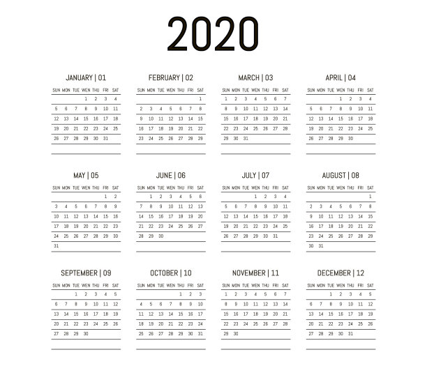 2020年日历封面