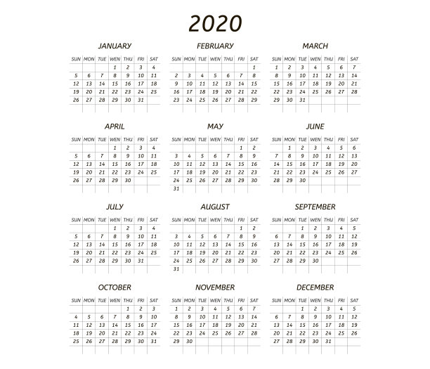 2020年日历封面