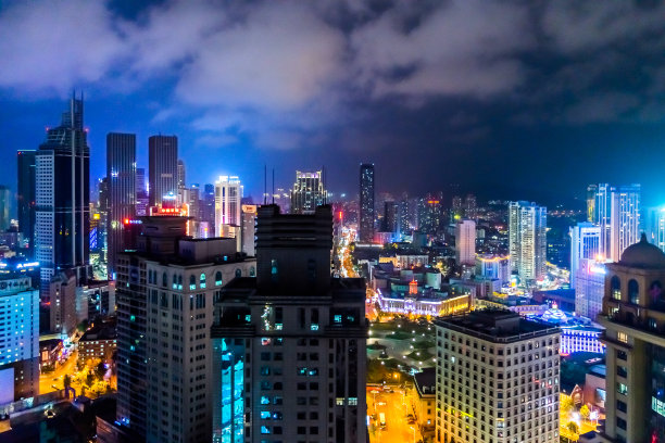 城市夜景 全景 俯瞰 大连