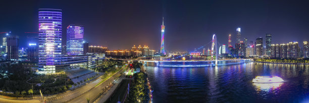 广州天际线傍晚航拍全景