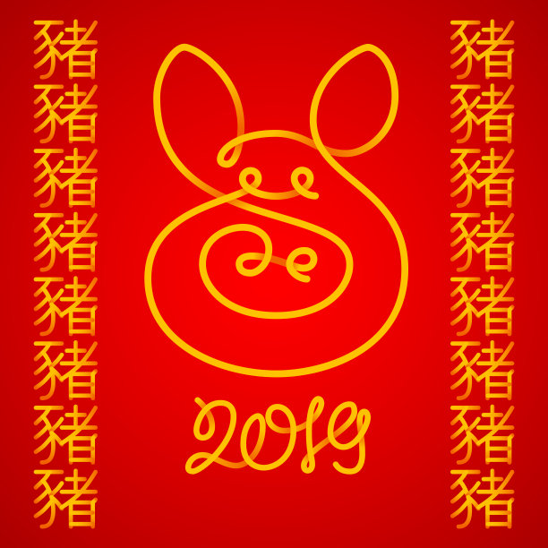 线条风中国新年元素